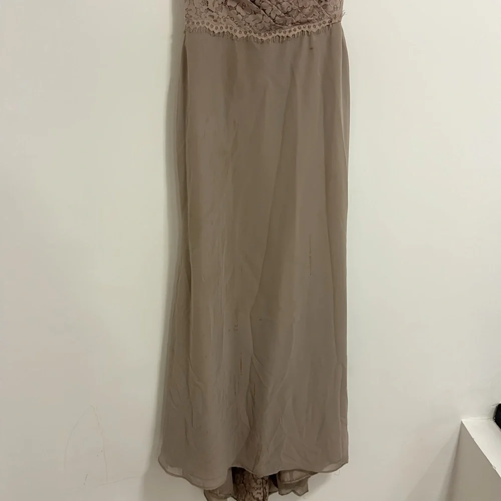 Christina Wu bridesmaid taupe color gown